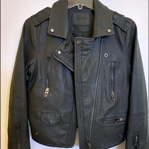 Olive Leather Motorcycle Jacket.